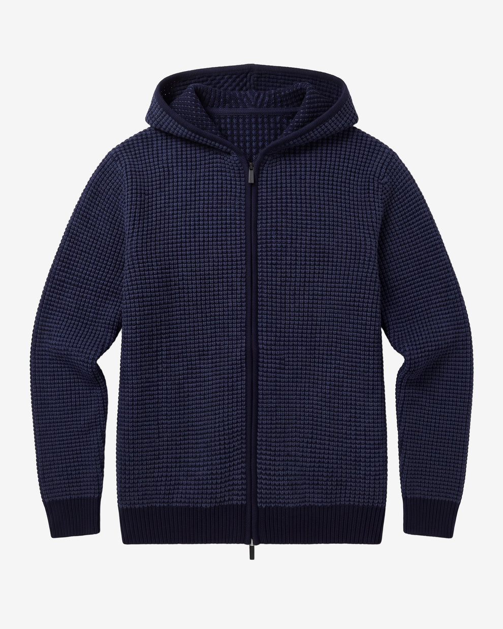 KnowledgeCotton Apparel - MEN Lambswool zip hoodie Knits 1001 Total Eclipse