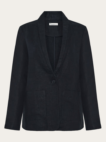 KnowledgeCotton Apparel - WMN Linen blazer Jackets 1300 Black Jet