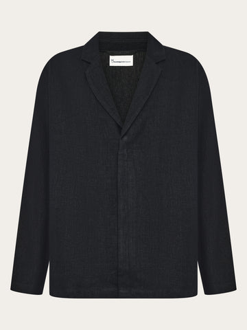 KnowledgeCotton Apparel - MEN Linen blend overshirt Overshirts 1300 Black Jet