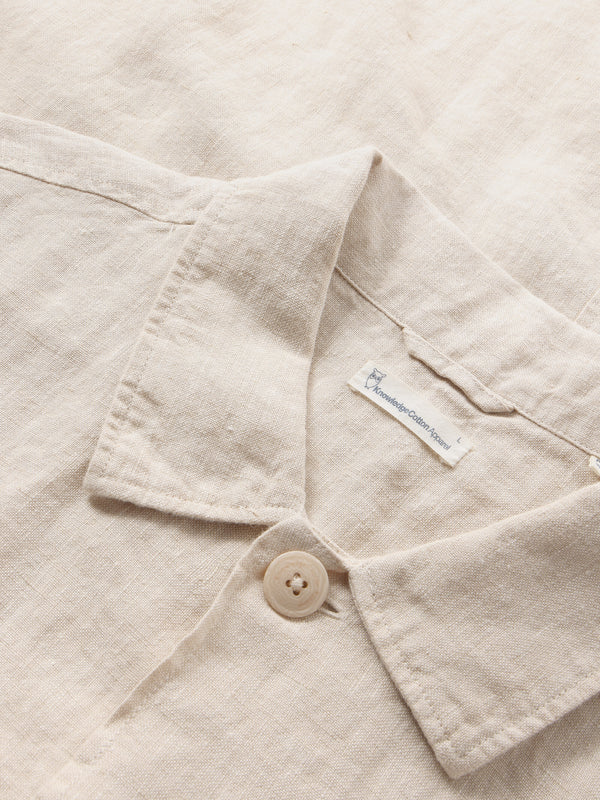 KnowledgeCotton Apparel - MEN Linen overshirt Overshirts 1228 Light feather gray