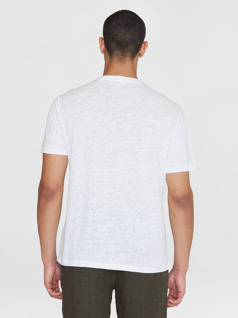 KnowledgeCotton Apparel - MEN Linen t-shirt T-shirts 1010 Bright White