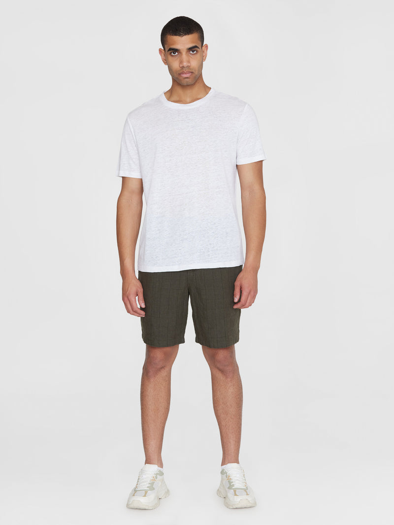 KnowledgeCotton Apparel - MEN Linen t-shirt T-shirts 1010 Bright White