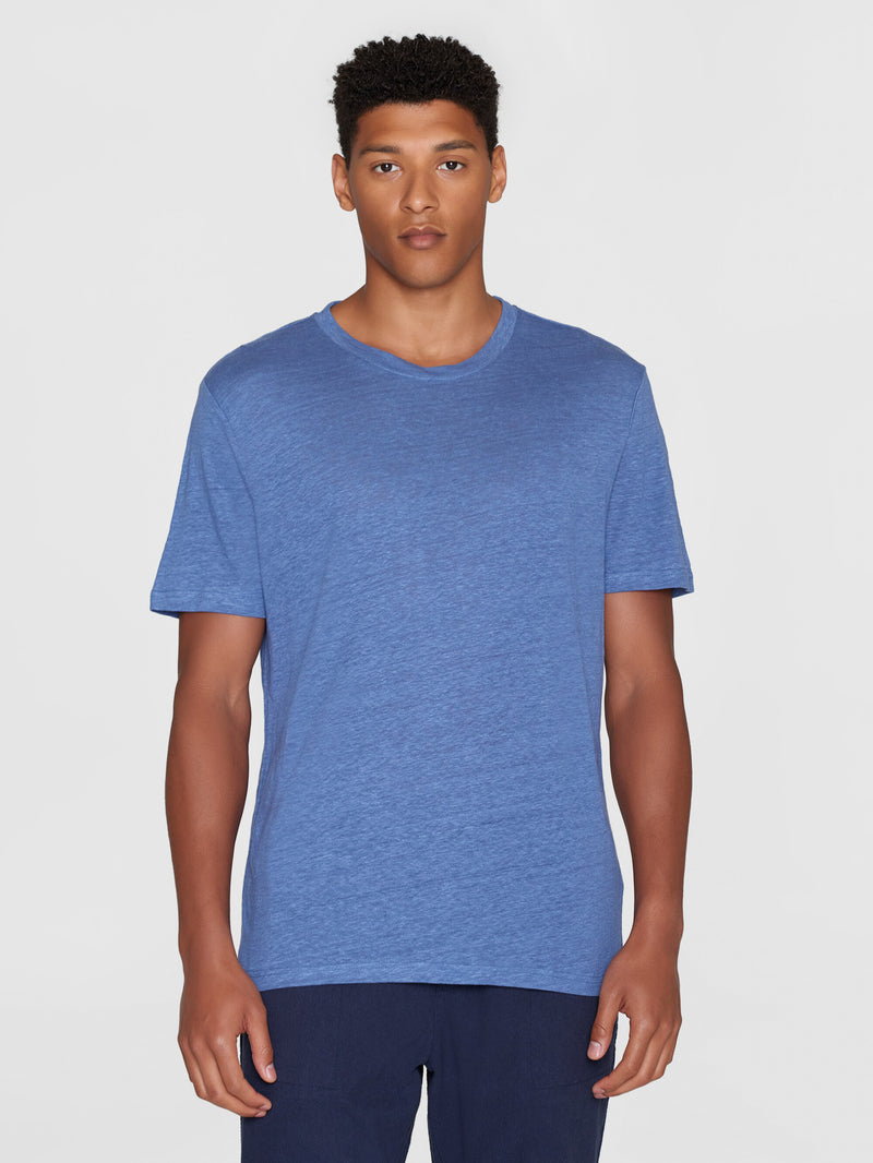 KnowledgeCotton Apparel - MEN Linen t-shirt T-shirts 1432 Moonlight Blue