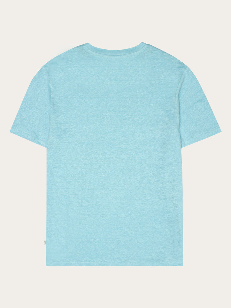 KnowledgeCotton Apparel - MEN Linen t-shirt T-shirts 1480 Aqua-Esque