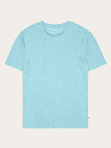 KnowledgeCotton Apparel - MEN Linen t-shirt T-shirts 1480 Aqua-Esque