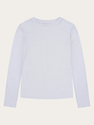 KnowledgeCotton Apparel - WMN Long sleeve linen t-shirt - GOTS/Vegan Long Sleeves 1010 Bright White