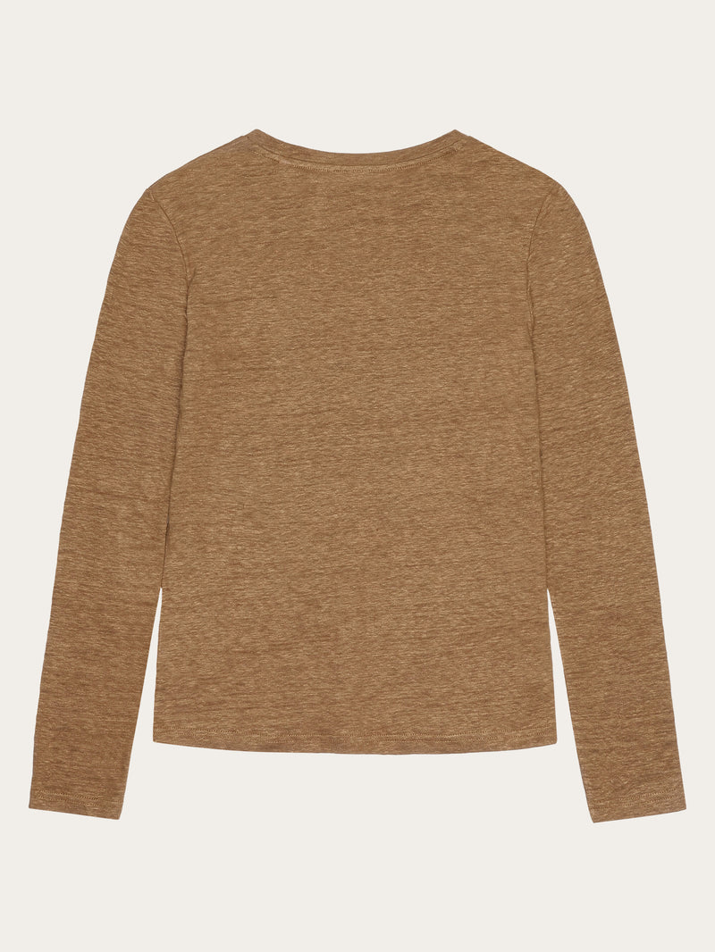 KnowledgeCotton Apparel - WMN Long sleeve linen t-shirt - GOTS/Vegan Long Sleeves 1019 Tuffet