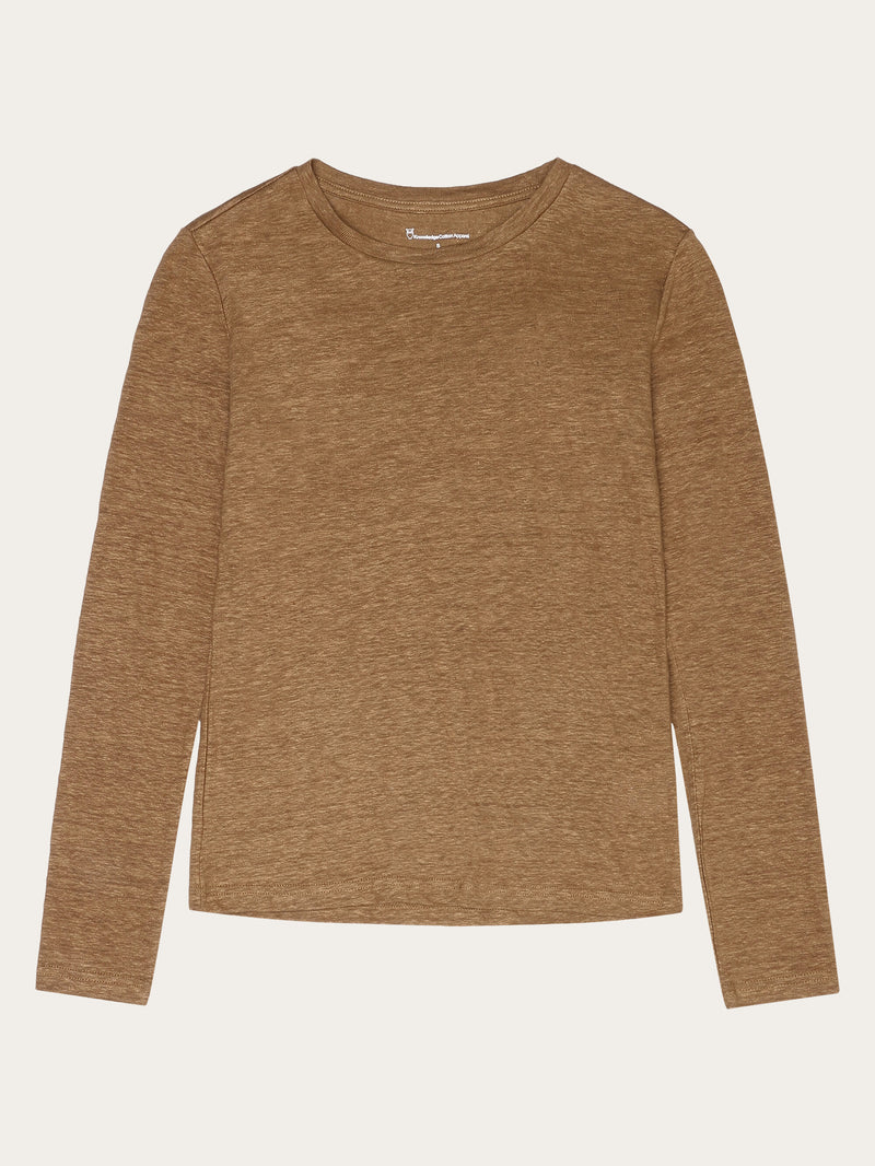 KnowledgeCotton Apparel - WMN Long sleeve linen t-shirt - GOTS/Vegan Long Sleeves 1019 Tuffet