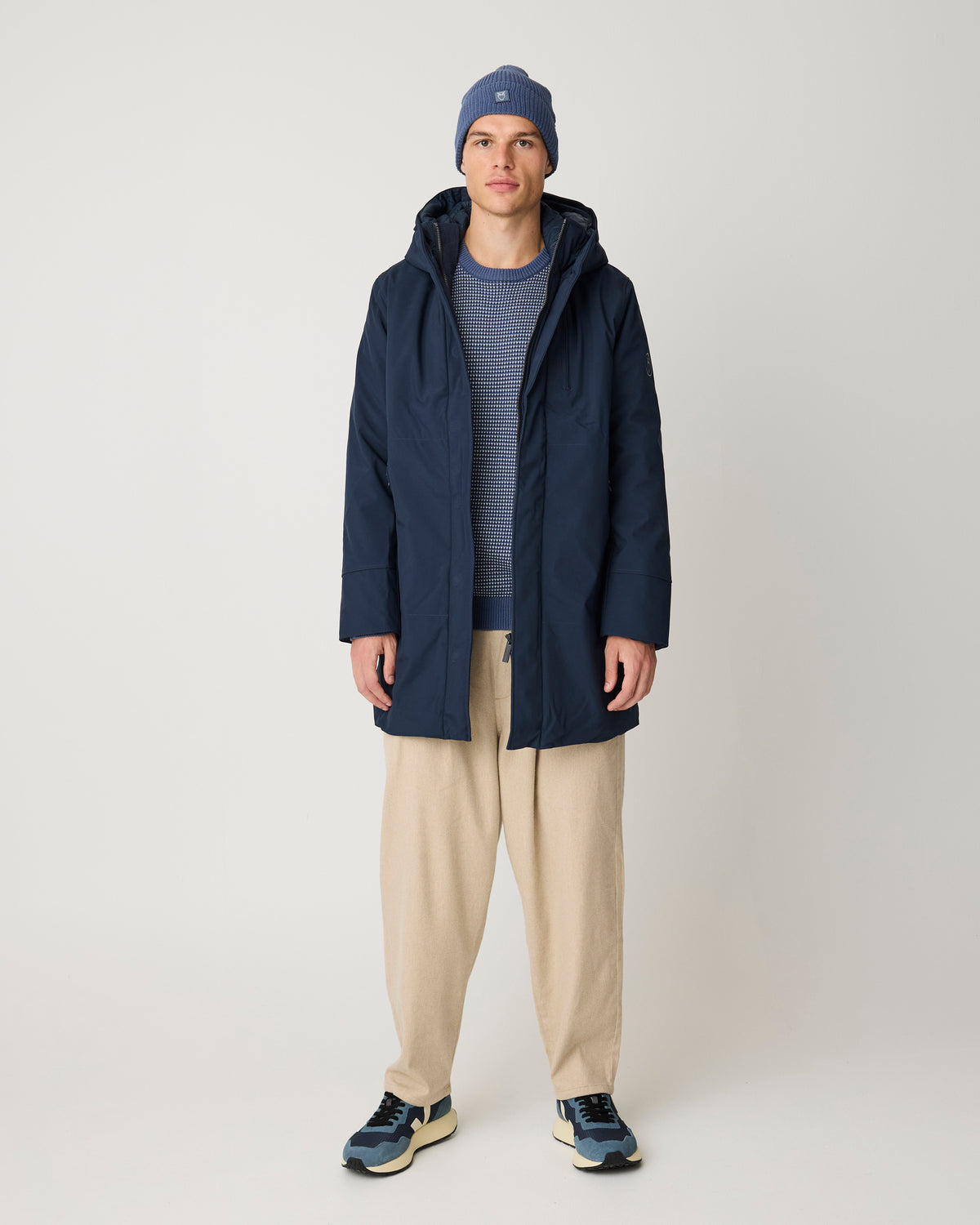 KnowledgeCotton Apparel - MEN Long soft shell jacket CLIMATE SHELL™ Jackets 1001 Total Eclipse