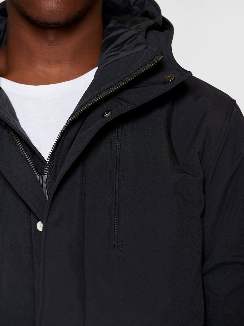 KnowledgeCotton Apparel - MEN Long soft shell jacket CLIMATE SHELL™ Jackets 1300 Black Jet