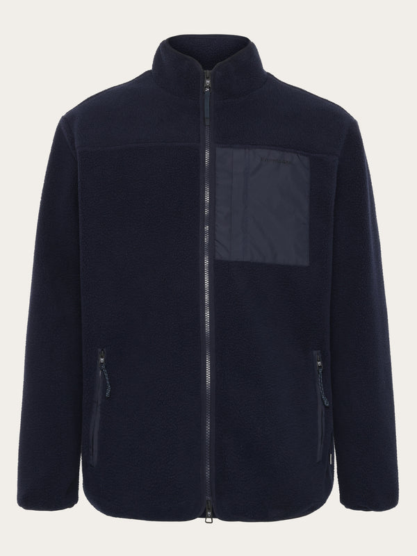 KnowledgeCotton Apparel - MEN Loose Fit Zip Fleece - GRS/Vegan Fleeces 1412 Night Sky