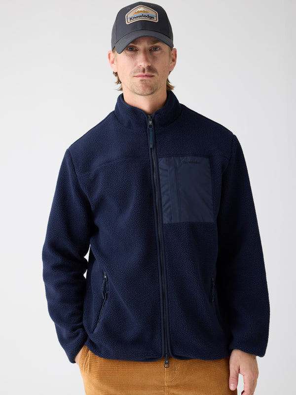 KnowledgeCotton Apparel - MEN Loose Fit Zip Fleece - GRS/Vegan Fleeces 1412 Night Sky