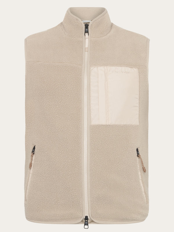 KnowledgeCotton Apparel - UNI Loose Fit Zip Fleece Vest GRS/Vegan Fleeces 1228 Light feather gray