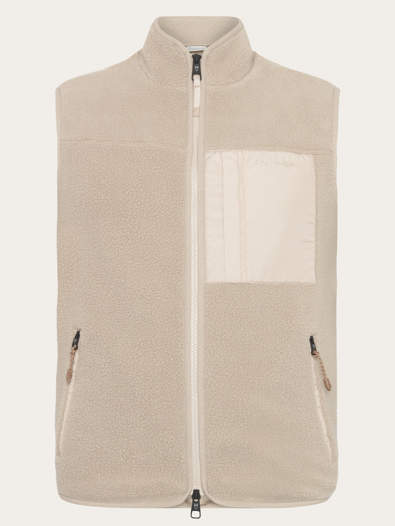 KnowledgeCotton Apparel - UNI Loose Fit Zip Fleece Vest GRS/Vegan Fleeces 1228 Light feather gray
