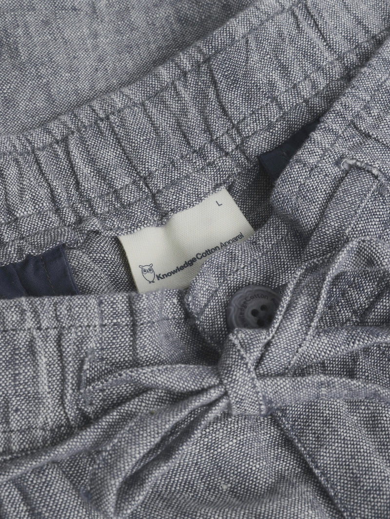 KnowledgeCotton Apparel - MEN Loose Linen shorts Shorts 1226 Vintage Indigo
