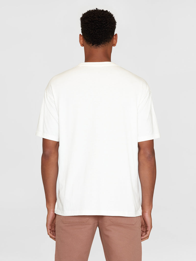 KnowledgeCotton Apparel - MEN Loose fit heavy single t-shirt - OCS/Vegan T-shirts 1387 Egret