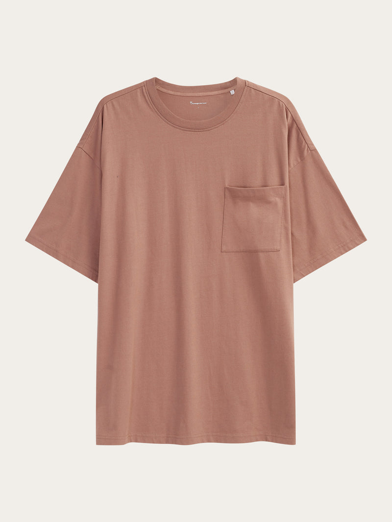 KnowledgeCotton Apparel - MEN Loose fit heavy single t-shirt - OCS/Vegan T-shirts 1437 Chocolate Malt