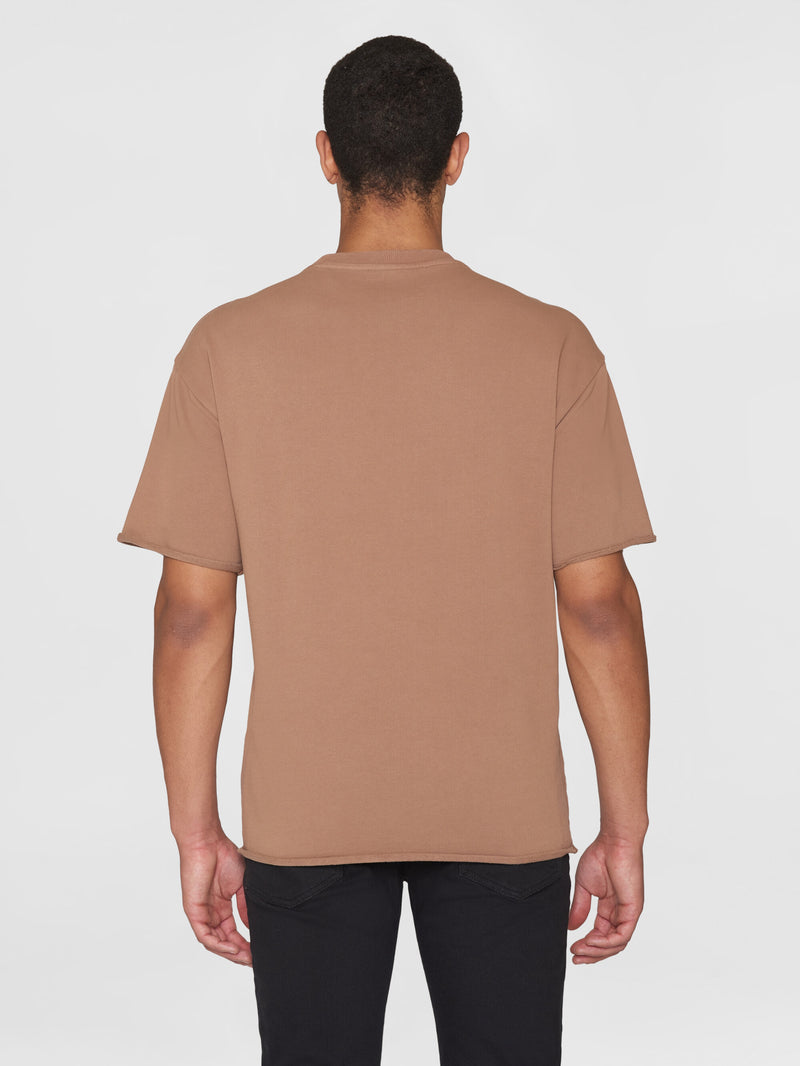 KnowledgeCotton Apparel - MEN Loose fit reactive dyed sweat t-shirt - GOTS/Vegan T-shirts 1437 Chocolate Malt