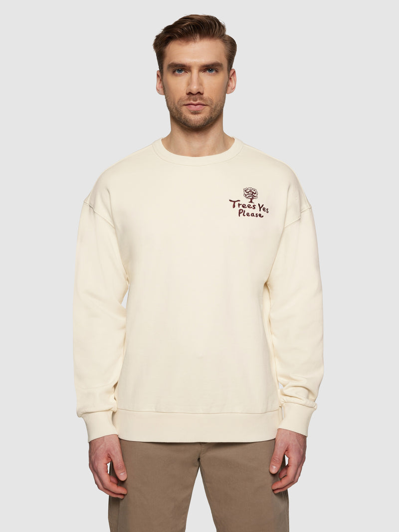 KnowledgeCotton Apparel - UNI Loose fit sweat camp print - GOTS/Vegan Sweats 1387 Egret