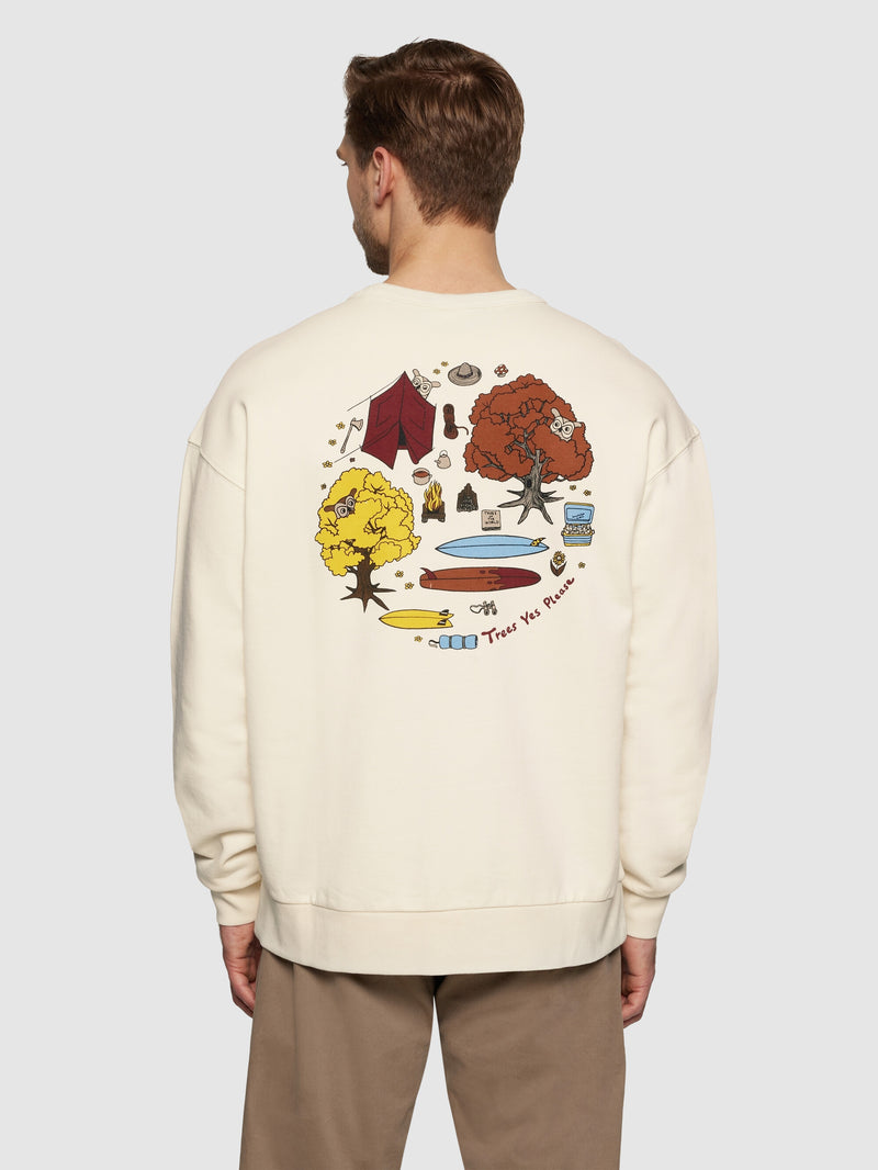 KnowledgeCotton Apparel - UNI Loose fit sweat camp print - GOTS/Vegan Sweats 1387 Egret