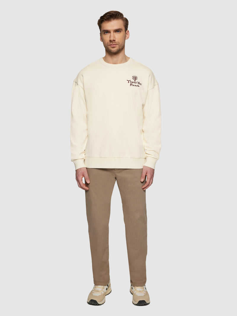 KnowledgeCotton Apparel - UNI Loose fit sweat camp print - GOTS/Vegan Sweats 1387 Egret