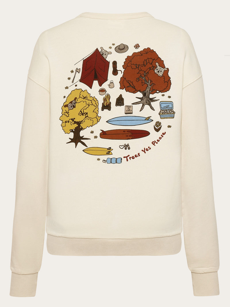 KnowledgeCotton Apparel - UNI Loose fit sweat camp print - GOTS/Vegan Sweats 1387 Egret