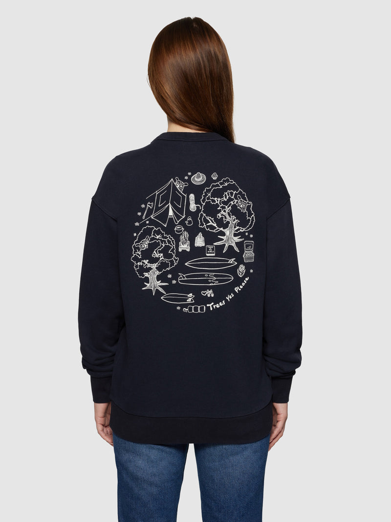 KnowledgeCotton Apparel - UNI Loose fit sweat camp print - GOTS/Vegan Sweats 1412 Night Sky