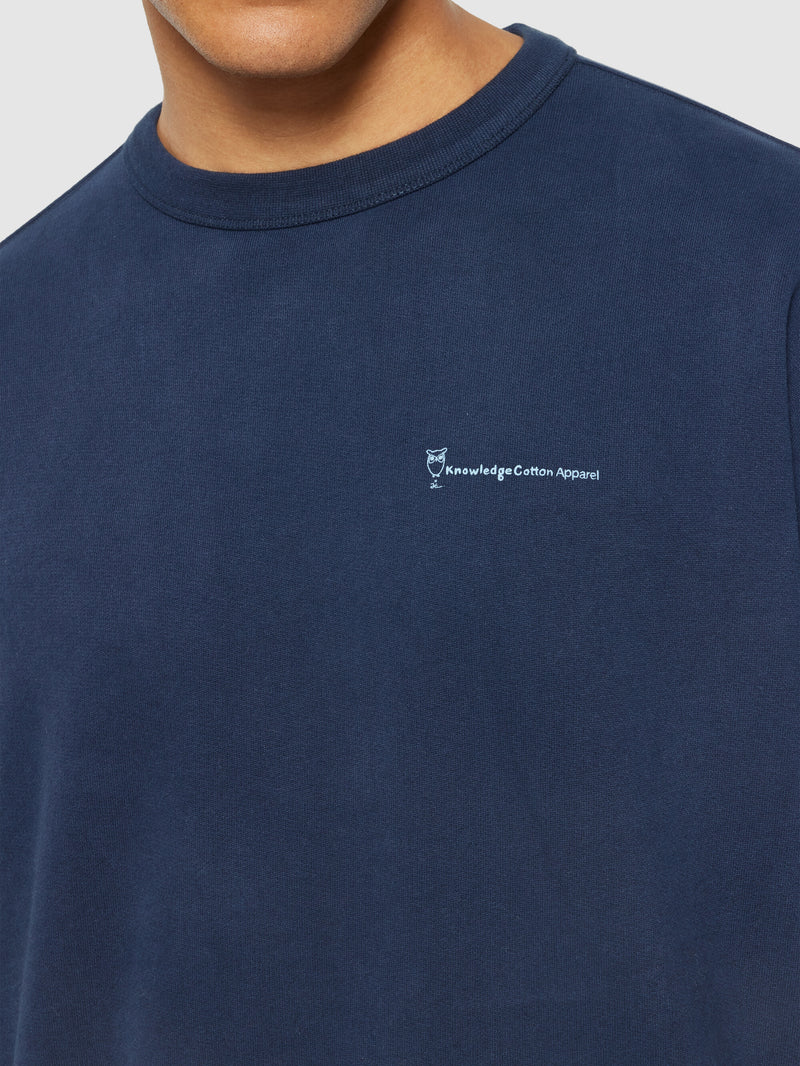 KnowledgeCotton Apparel - MEN Loose fit sweat owl chill camp print - Regenerative Organic Certified® - GOTS/Vegan Sweats 1412 Night Sky