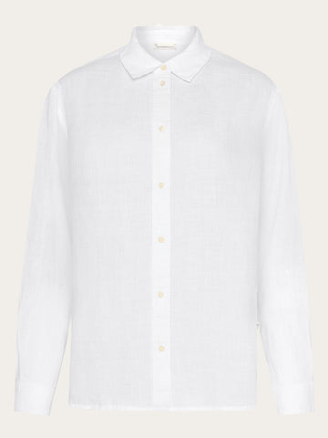 KnowledgeCotton Apparel - WMN Loose linen shirt Shirts 1010 Bright White