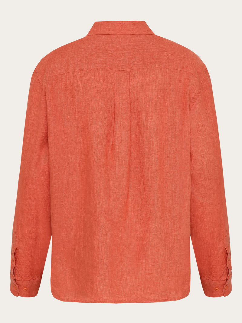 KnowledgeCotton Apparel - WMN Loose linen long sleeved shirt - GOTS/Vegan Shirts 1481 Langoustino
