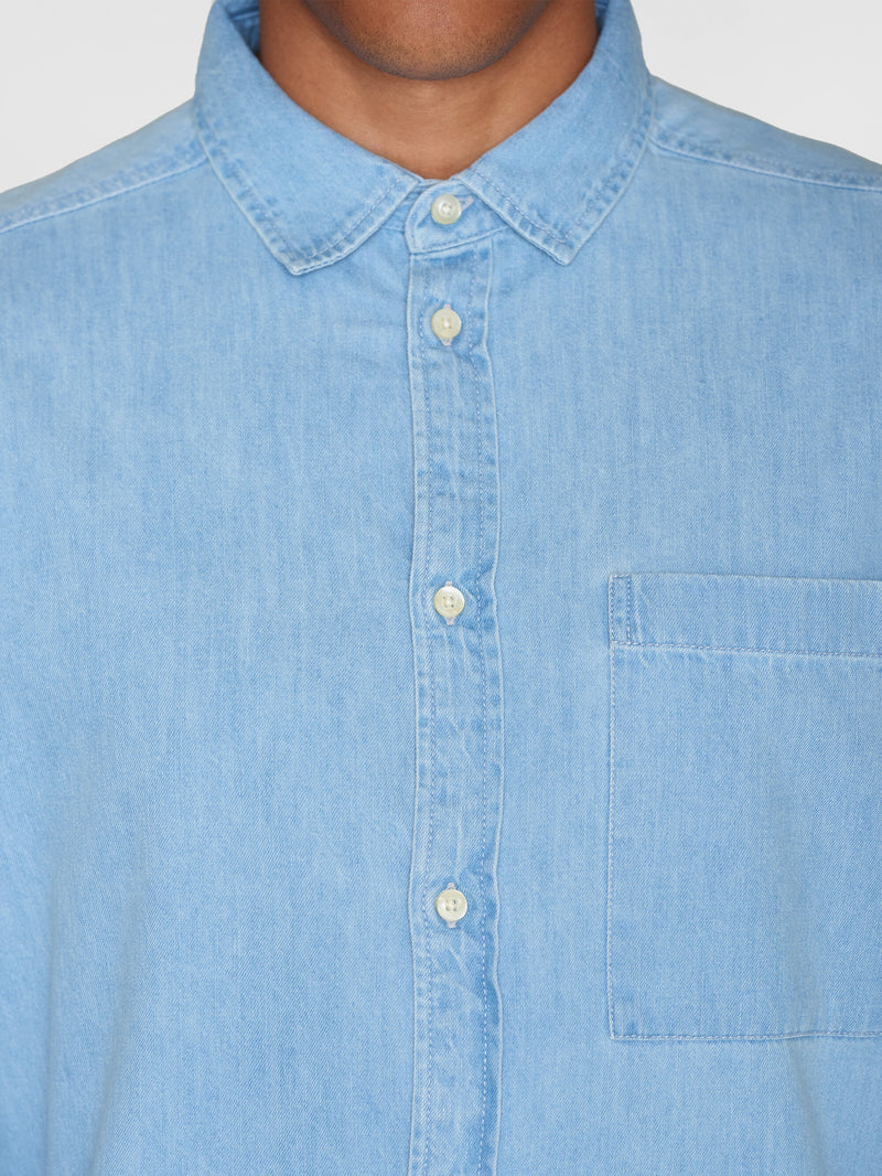 KnowledgeCotton Apparel - MEN Loose shirt - GOTS/Vegan Shirts 3030 Bleached Blue