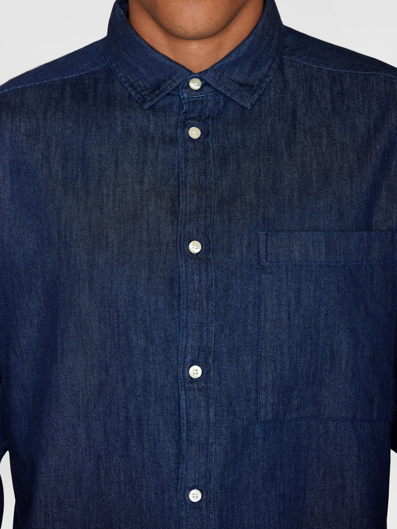 KnowledgeCotton Apparel - MEN Loose shirt - GOTS/Vegan Shirts 3051 Classic indigo