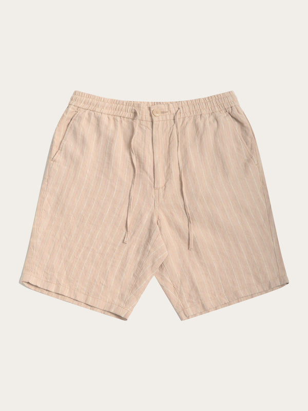 KnowledgeCotton Apparel - MEN Loose striped shorts Shorts 8030 Beige stripe