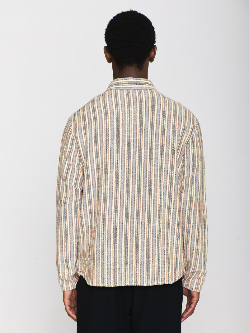 KnowledgeCotton Apparel - MEN Loose woven striped shirt - GOTS/Vegan Shirts 8032 Multi color stripe