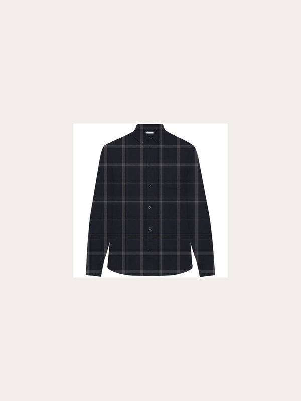 KnowledgeCotton Apparel - MEN Merino Wool Checked Shirt RWS Shirts 7021 blue check