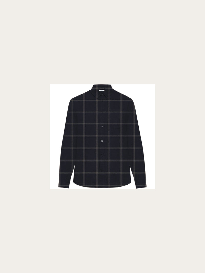 KnowledgeCotton Apparel - MEN Merino Wool Checked Shirt RWS Shirts 7021 blue check