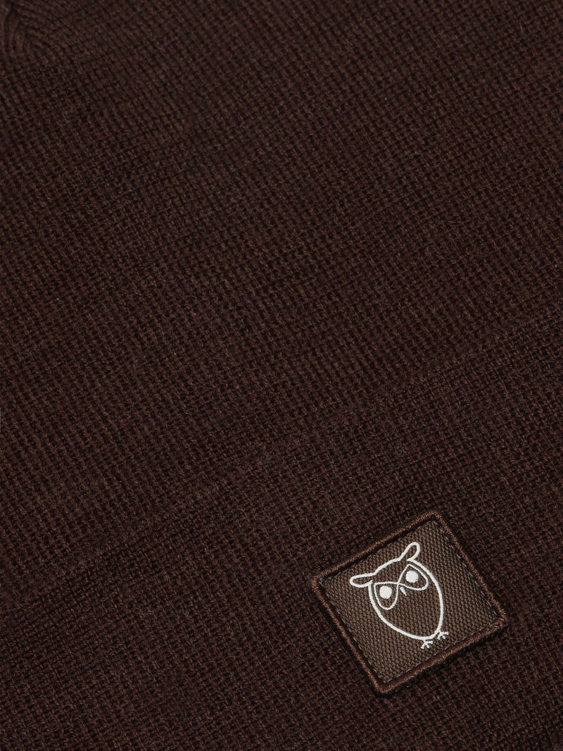 KnowledgeCotton Apparel - UNI Merino Wool Double Layer Beanie RWS Hats 1243 Demitasse (brown)