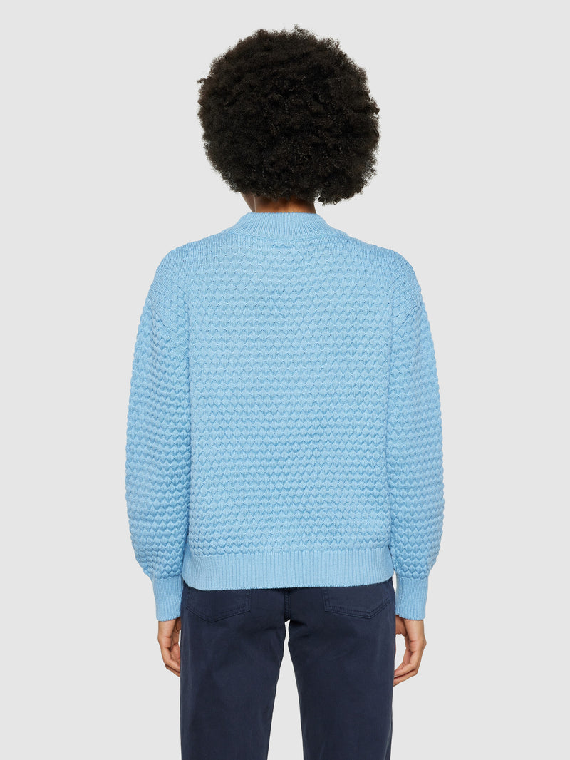 KnowledgeCotton Apparel - WMN Merino bubble crew neck - RWS Knits 1463 Glacier Lake