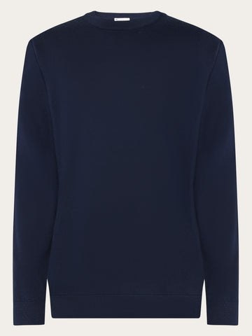 KnowledgeCotton Apparel - MEN Merino crew neck sweater Knits 1001 Total Eclipse