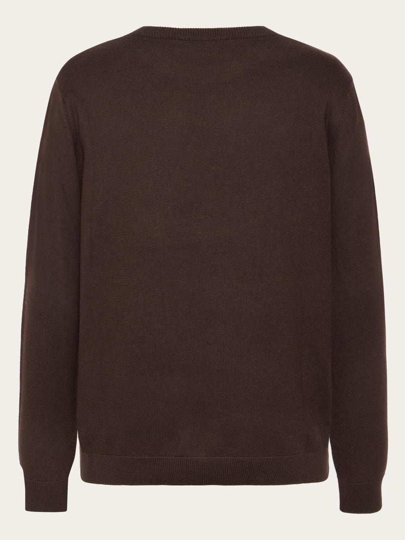 KnowledgeCotton Apparel - MEN Merino crew neck sweater Knits 1487 Chocolate Torte