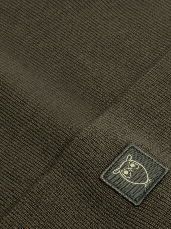 KnowledgeCotton Apparel - UNI Merino double layer badge beanie Hats 1090 Forrest Night
