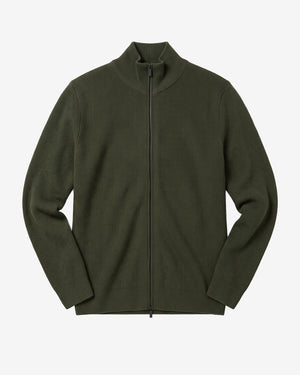 KnowledgeCotton Apparel - MEN Merino full zip sweater Knits 1068 Burned Olive