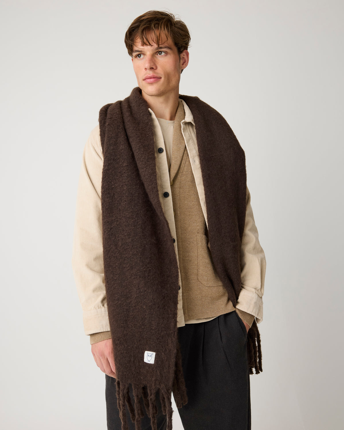 KnowledgeCotton Apparel - MEN Merino knit cardigan Knits 1336 Kelp melange