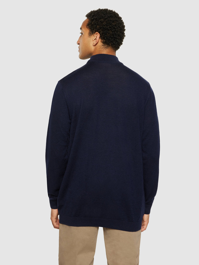 KnowledgeCotton Apparel - MEN Merino mock neck - RWS Knits 1001 Total Eclipse