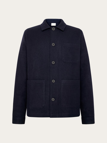KnowledgeCotton Apparel - MEN Merino overshirt Overshirts 1412 Night Sky