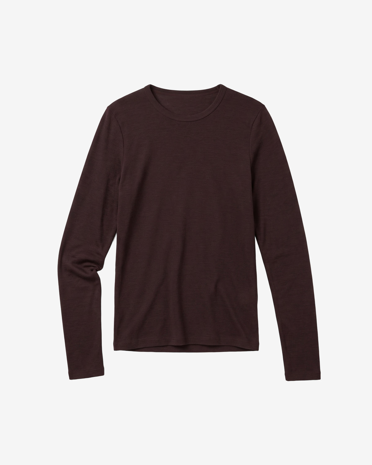 KnowledgeCotton Apparel - WMN Merino rib long sleeve t-shirt Long Sleeves 1487 Chocolate Torte