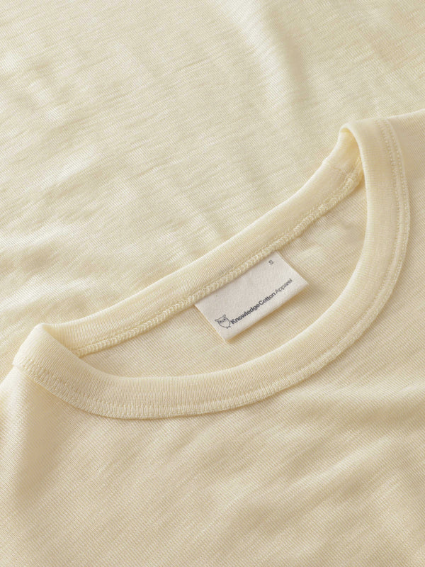 KnowledgeCotton Apparel - WMN Merino rib t-shirt T-shirts 1387 Egret