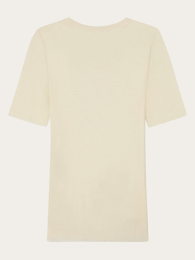 KnowledgeCotton Apparel - WMN Merino rib t-shirt T-shirts 1387 Egret