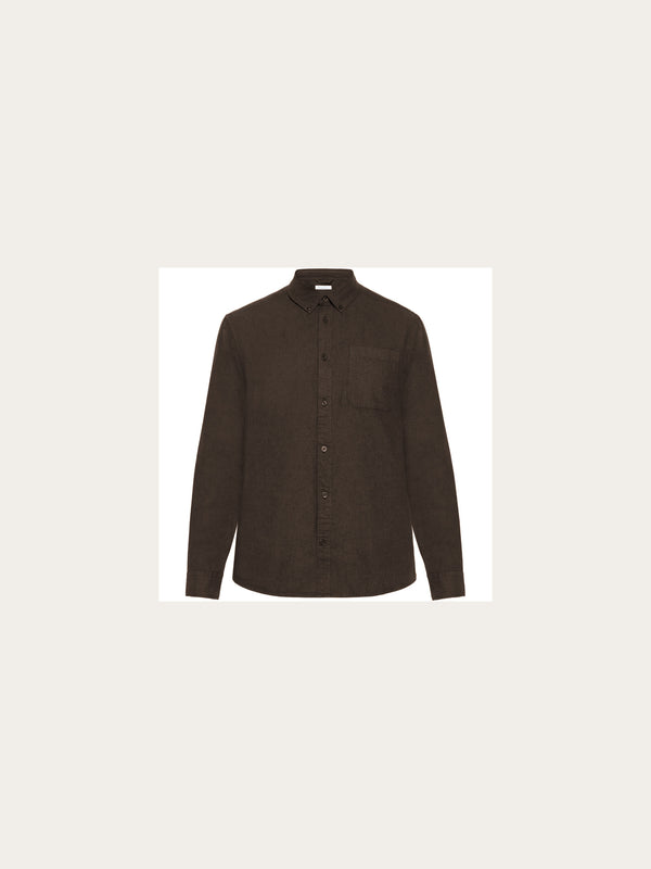 KnowledgeCotton Apparel - MEN Merino shirt Shirts 1487 Chocolate Torte