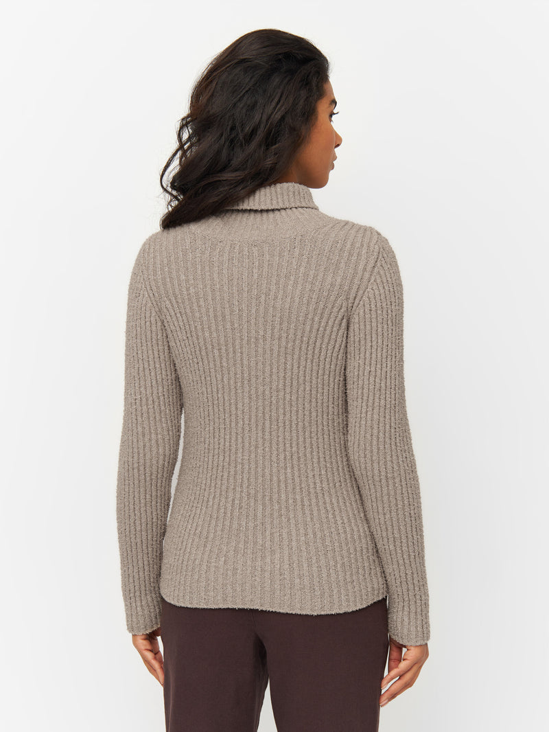 KnowledgeCotton Apparel - WMN Mouline roll neck Knits 1228 Light feather gray